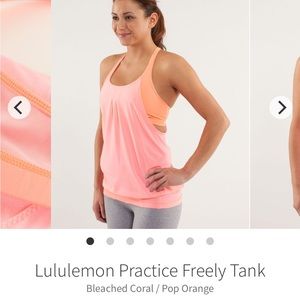Lululemon practice freely tank, bleached coral pop orange size 4